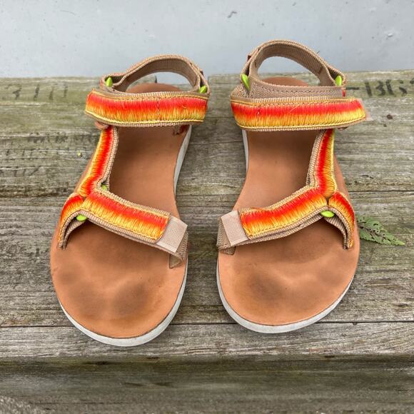 Teva Original Universal Obre Orange Yellow Strap Sandals 5 - Picture 2 of 6